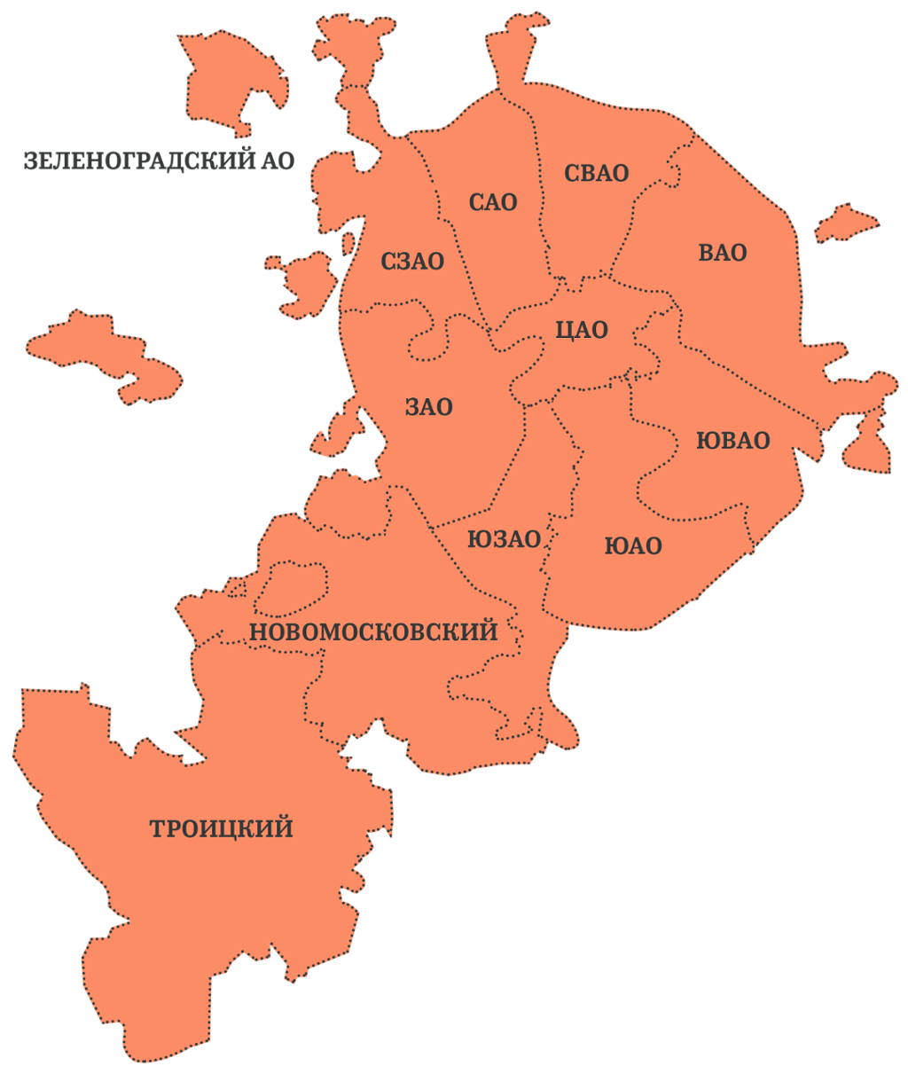 Карта территориального деления города Москвы